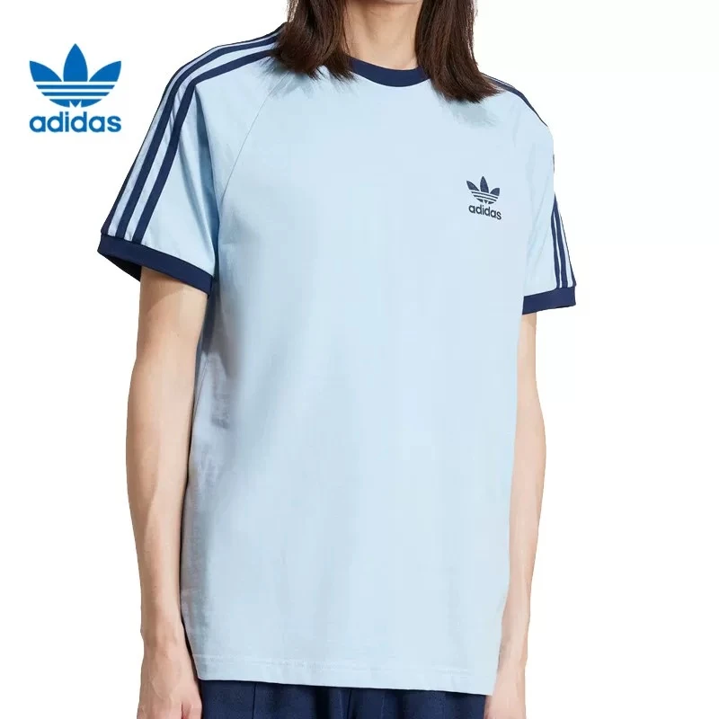 【HN荟聚AD】三叶草25年纯棉透气圆领短袖T恤男装新款蓝色JN7018