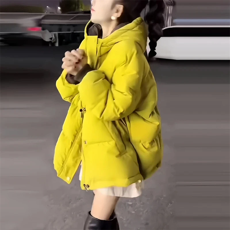 通勤时尚保暖加厚连帽棉衣棉服女冬季新款宽松开衫休闲外套面包服