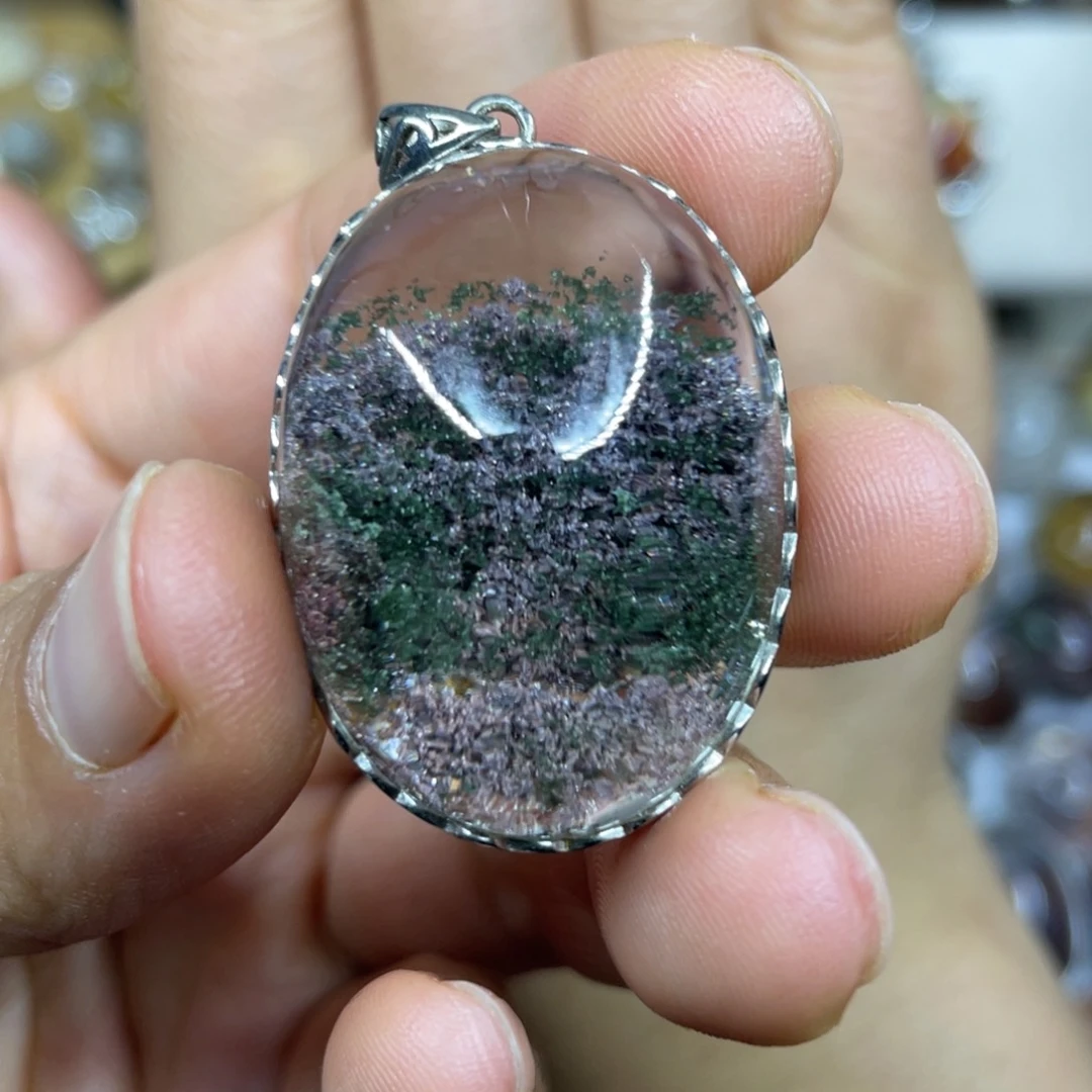 【闪购商品】银S925镶嵌珠宝半成品水晶吊坠