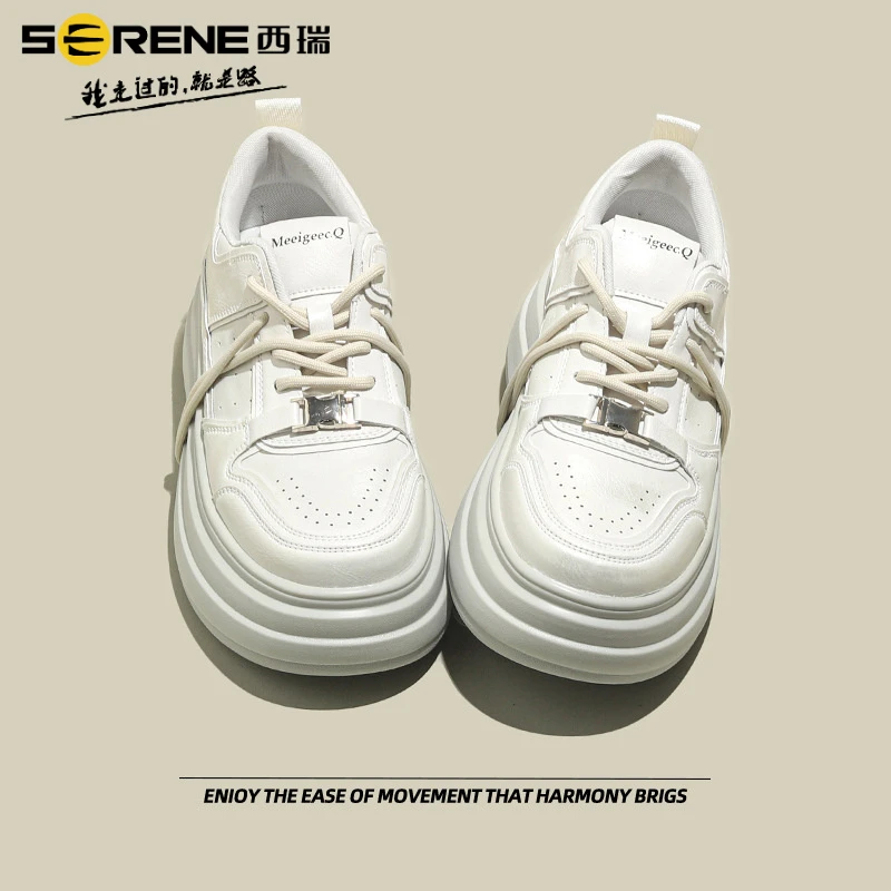 西瑞女鞋秋冬季新款厚底增高小白鞋透气运动鞋百搭时尚休闲鞋低帮