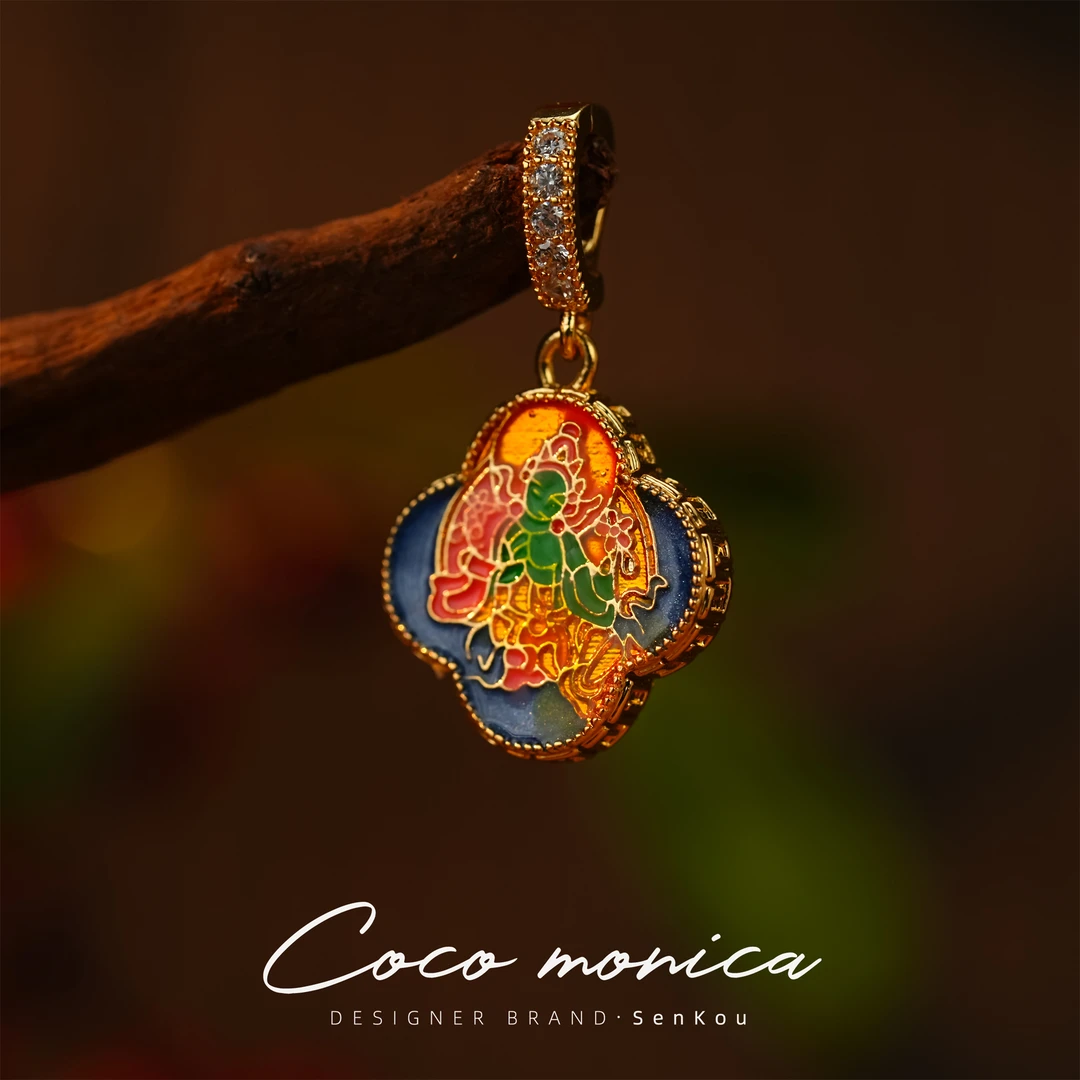 铜合金吊坠 【小霞珠宝】手工气质百搭国风彩色宫廷风烧蓝WE128