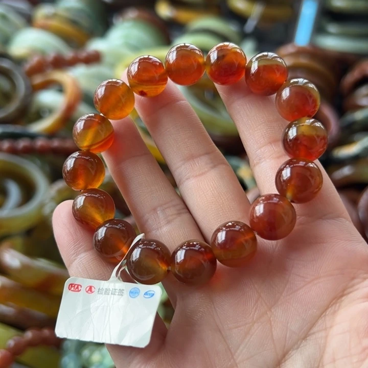 未镶嵌蛇纹石玉手链卡12红线手串