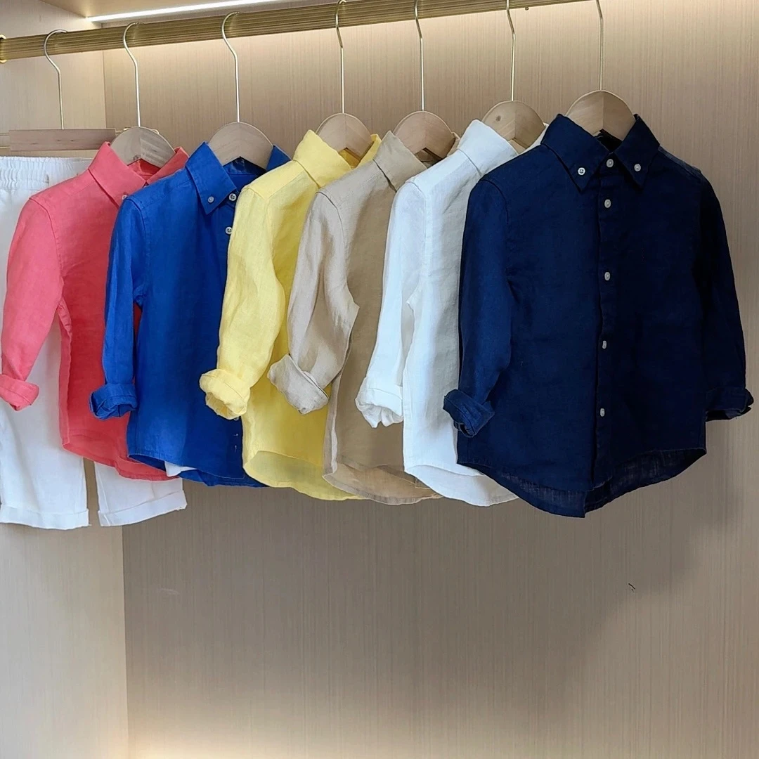 新款/儿童经典100%纯亚麻衬衫 休闲 松弛感穿搭 可亲子(翻领）