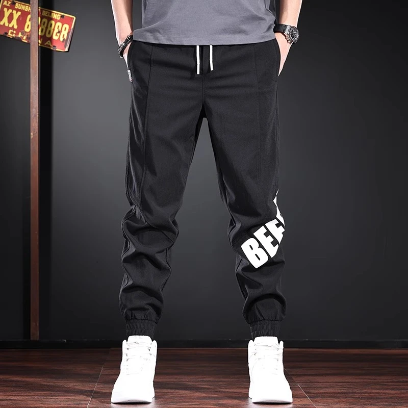 美式潮流运动休闲裤男士2025春夏季薄款速干长裤大码冰丝冲锋裤子