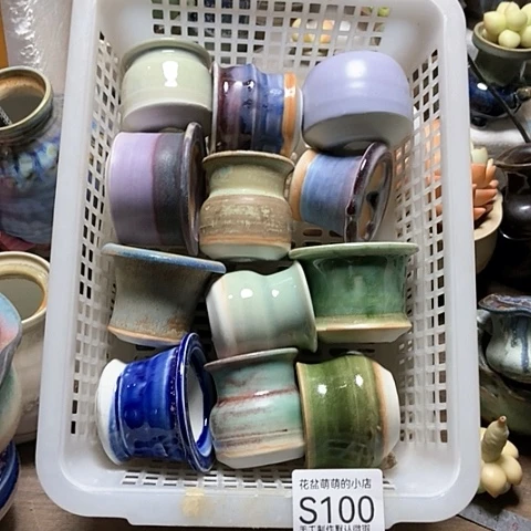 紫砂花盆100微瑕品口径3到5左右