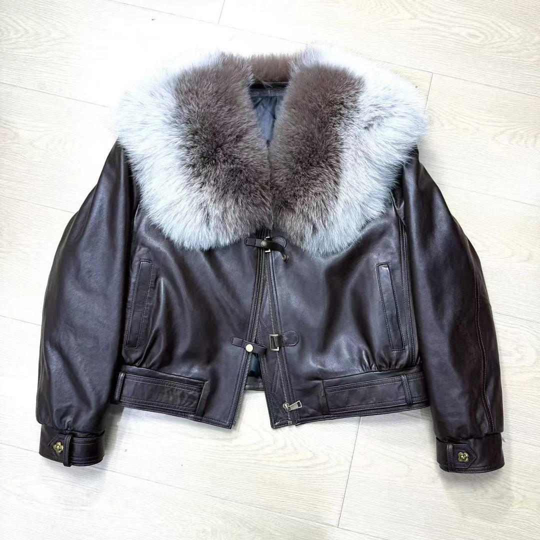 大一-新款时尚百搭新款设计师单皮皮衣外套女款真皮女士6830