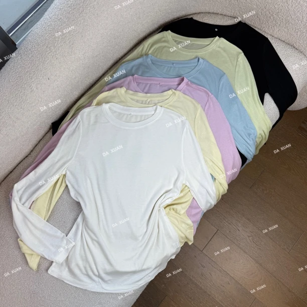 /D.X/2025春款『糖果少女』纯色天丝羊毛简约百搭亲肤显瘦打底衫T