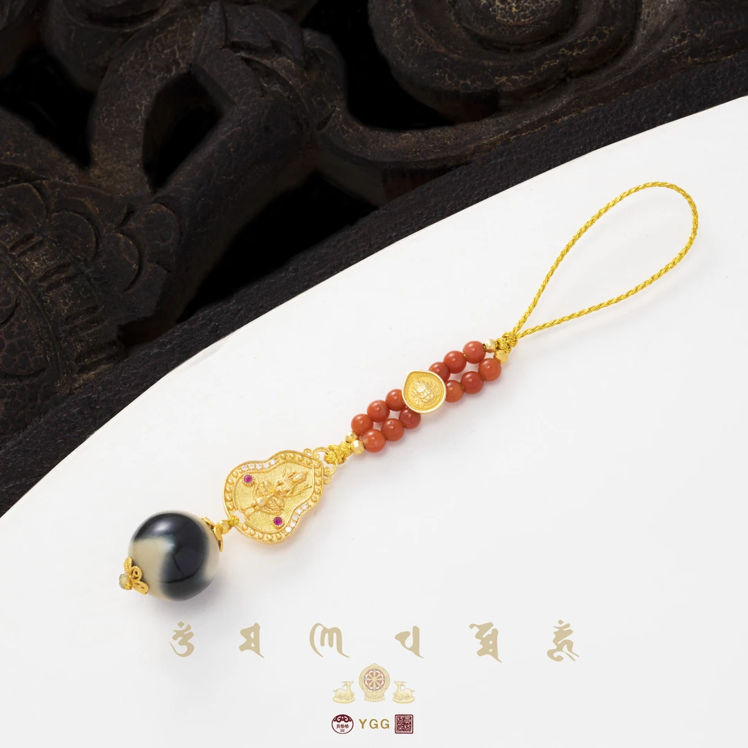 员格格NYCF45/18K金孔雀明王/虎虎玛瑙挂件（多样性发）