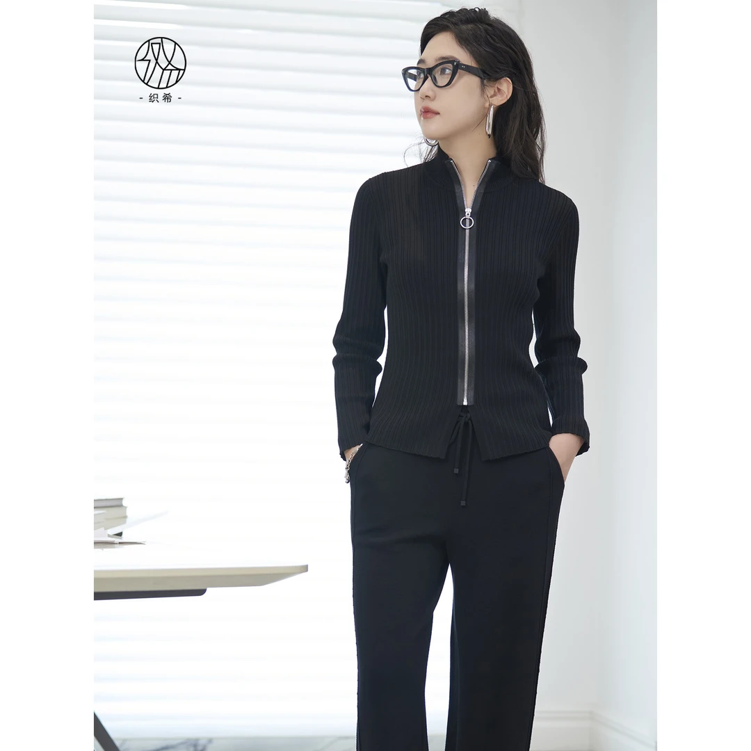 织希 TESSITI 秋季新款亲肤V领长袖针织开衫