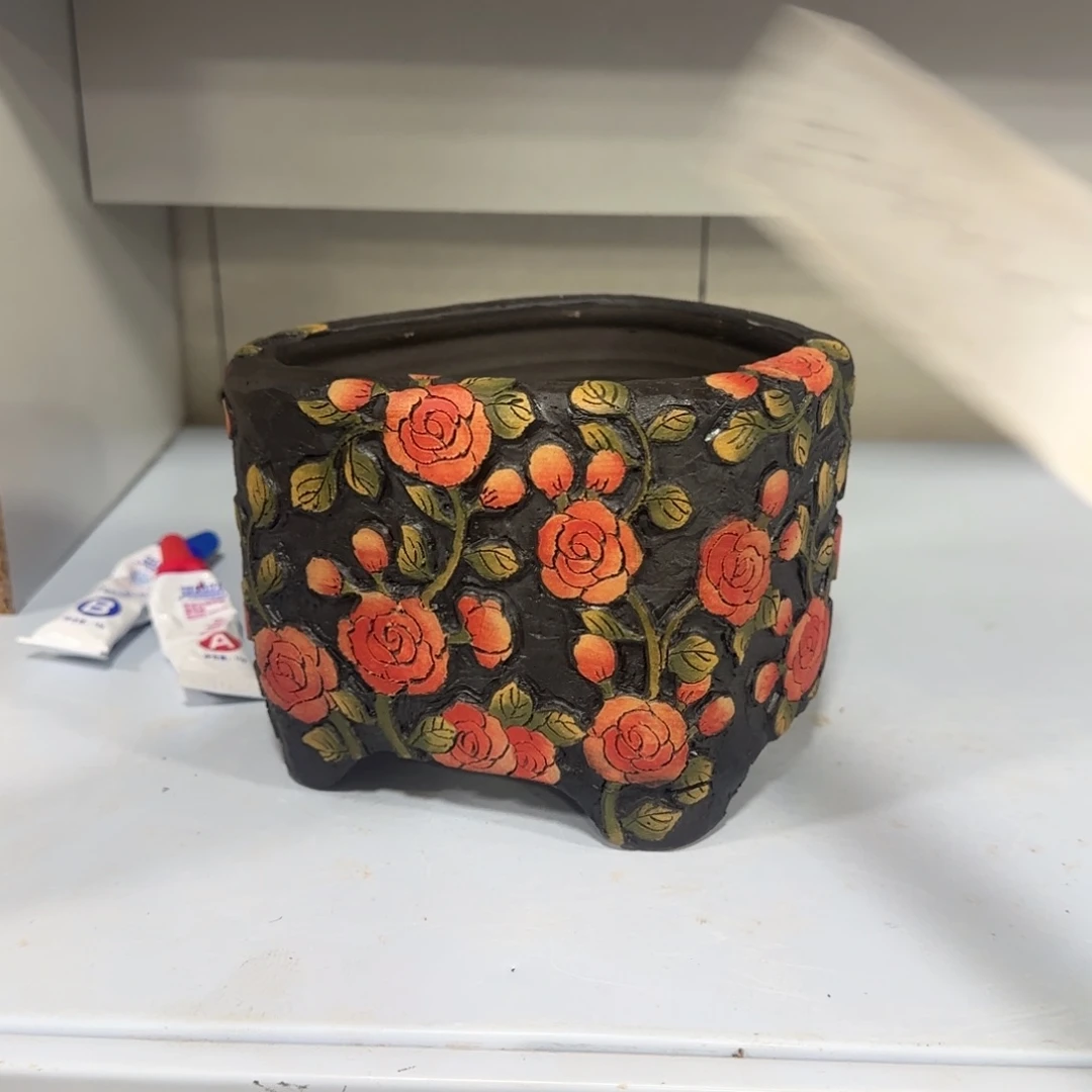 *****紫砂花盆精品多肉手绘花盆