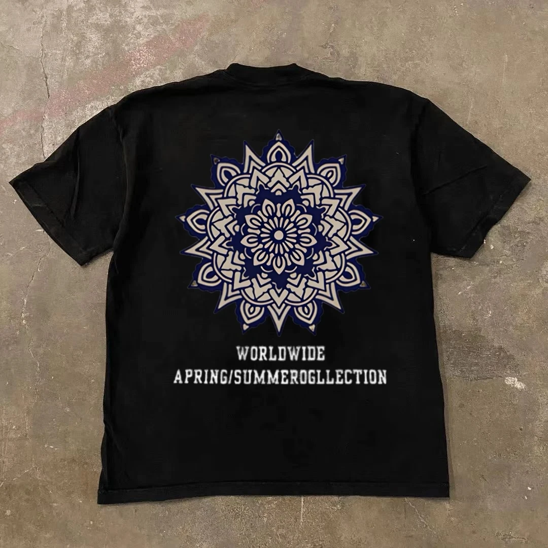 美式潮牌短袖T恤男款2025夏季新款宽松重磅休闲半袖体恤上衣印花