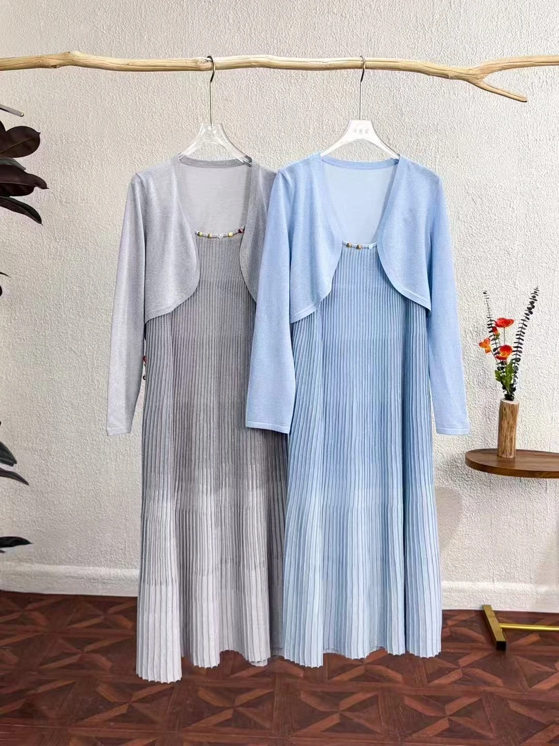 开衫女士夏春季法式2件套装气质长袖优雅风时尚中长款女装