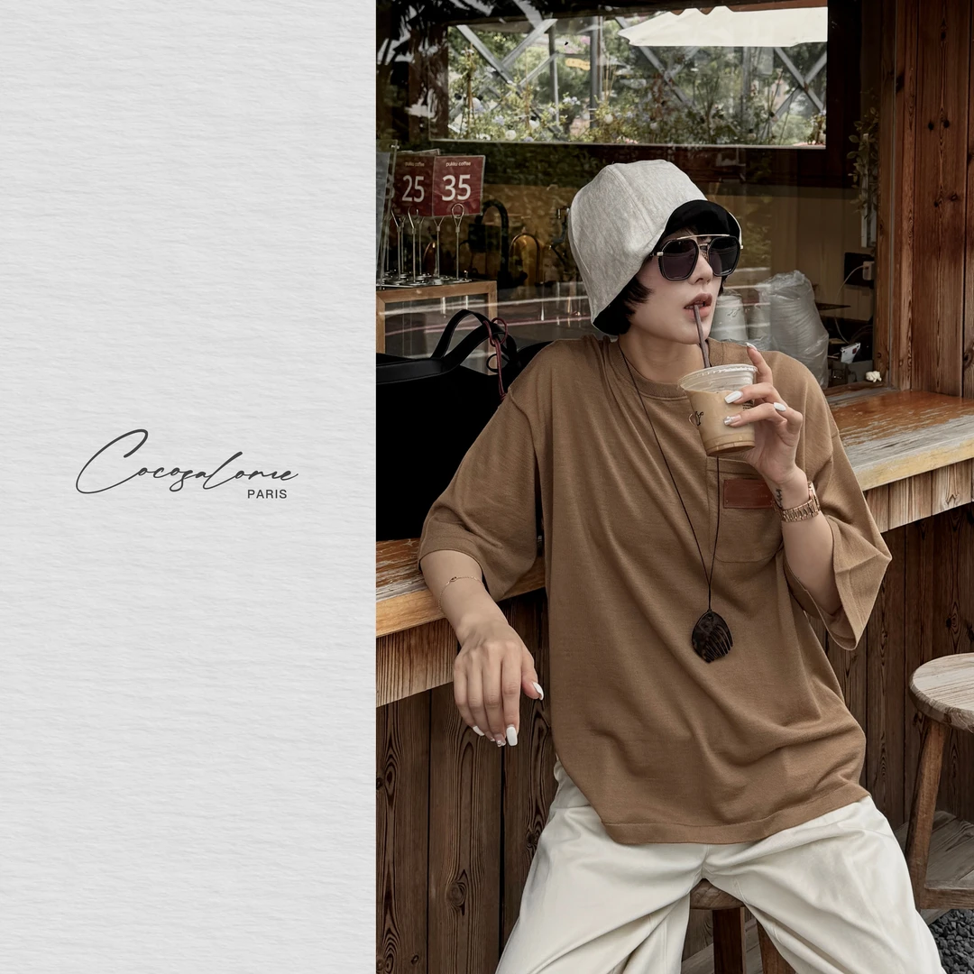 韩彬彬"大满贯"澳洲钻石羊毛+桑蚕丝琥珀流光高级针织T恤2201-2