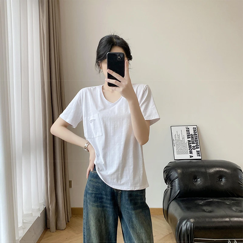 麻感纯棉拉架面料2025夏季新款短袖T恤女士爆款宽松显瘦百搭上衣