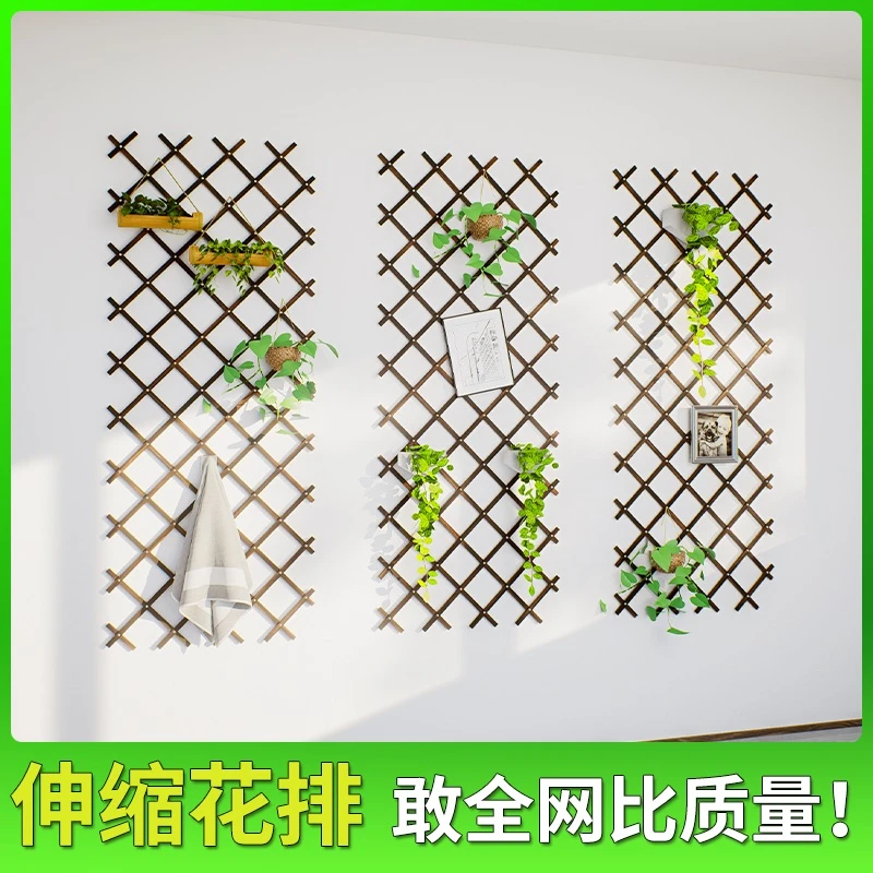 户外防腐木栅栏伸缩实木篱笆庭院花园围栏隔断护栏墙面网格装饰