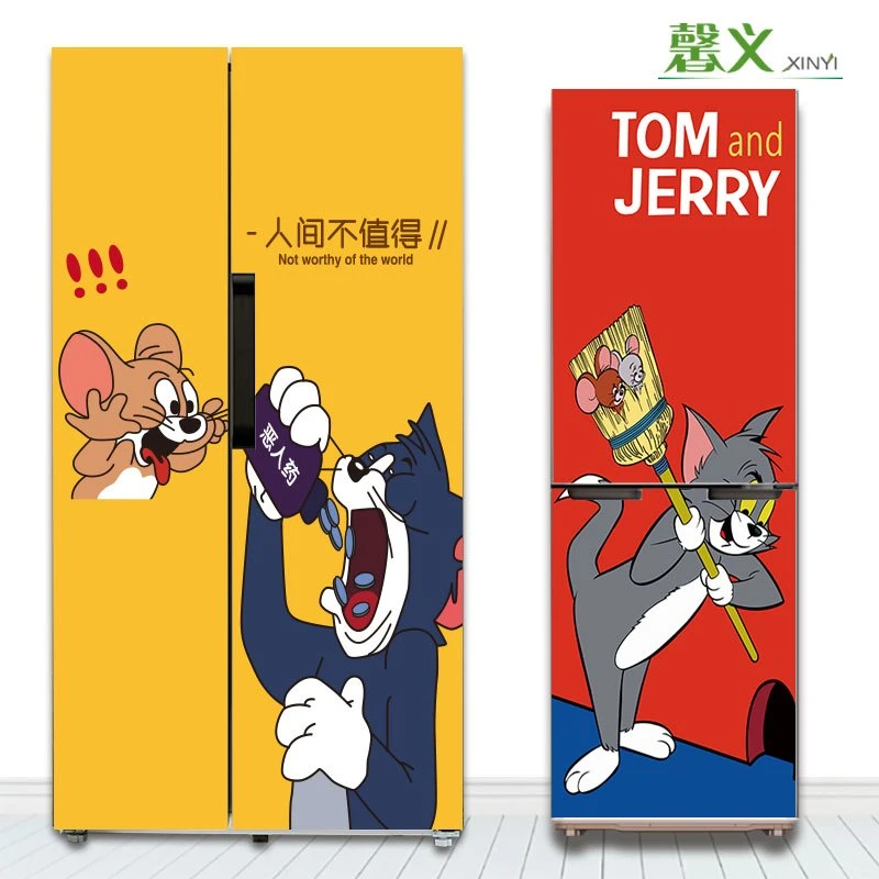 冰箱贴纸猫老鼠全贴卡通衣柜门贴膜移除创意装饰防水防油贴画翻新