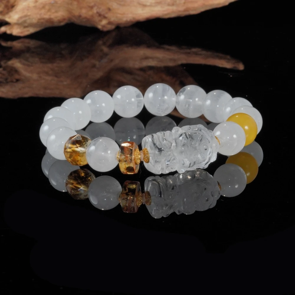 DIY配黄CC雕件百搭白幽灵水晶手链（多样性发一）