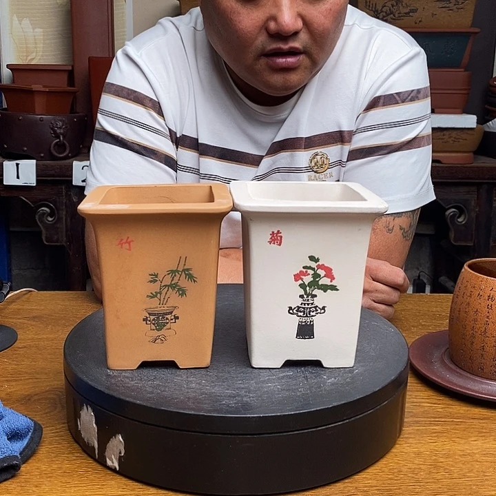 紫砂花盆货号一只两个方