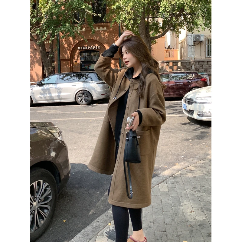 【ALINDM年中大清仓】胖mm外套慵懒风厚显瘦200斤圆领大衣AS25113