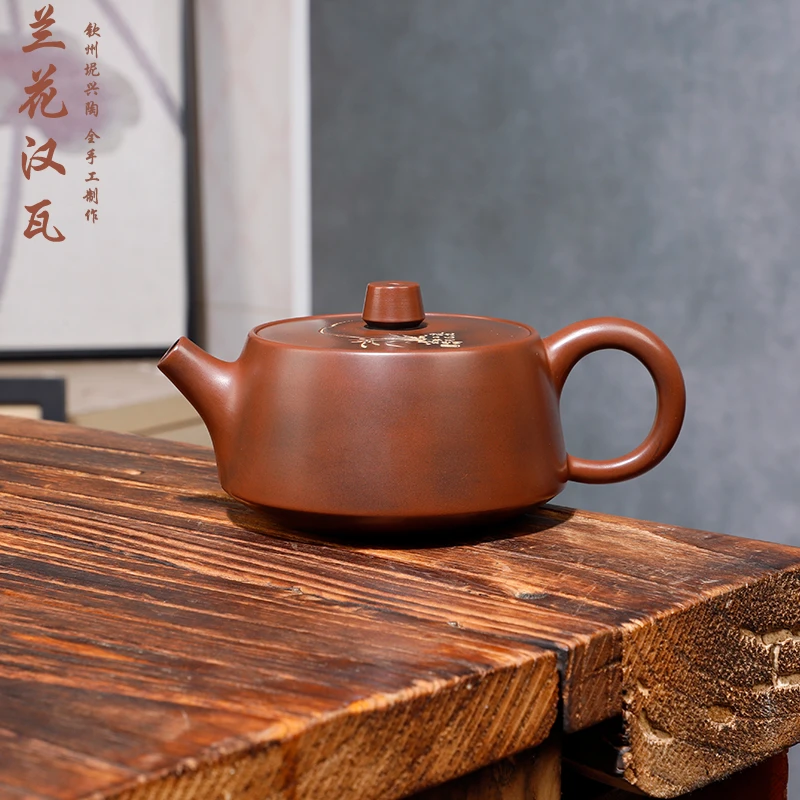 【精选】钦州坭兴陶大宽口汉瓦内卡口约230ml红古铜不挑茶手工原矿