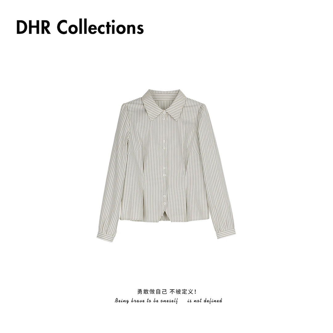 豆豆6【结构衬衫】条纹设计感气质长袖衬衣气质百搭洋气上衣-DQ1682