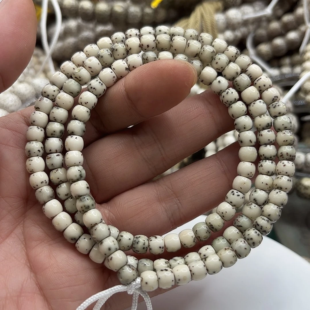 吊坠星月菩提65鼓珠绿包白通体130颗正月