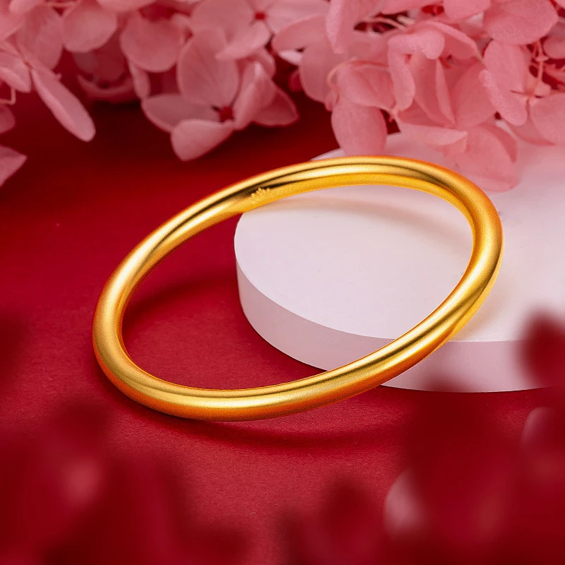 铜合金手镯 素圈女款时尚百搭轻奢风珍珠镍莲花手镯女高级感