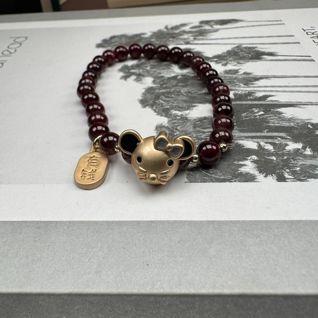 铜合金树脂手链 手链气质轻奢时尚可爱百搭红色简约弹力3562