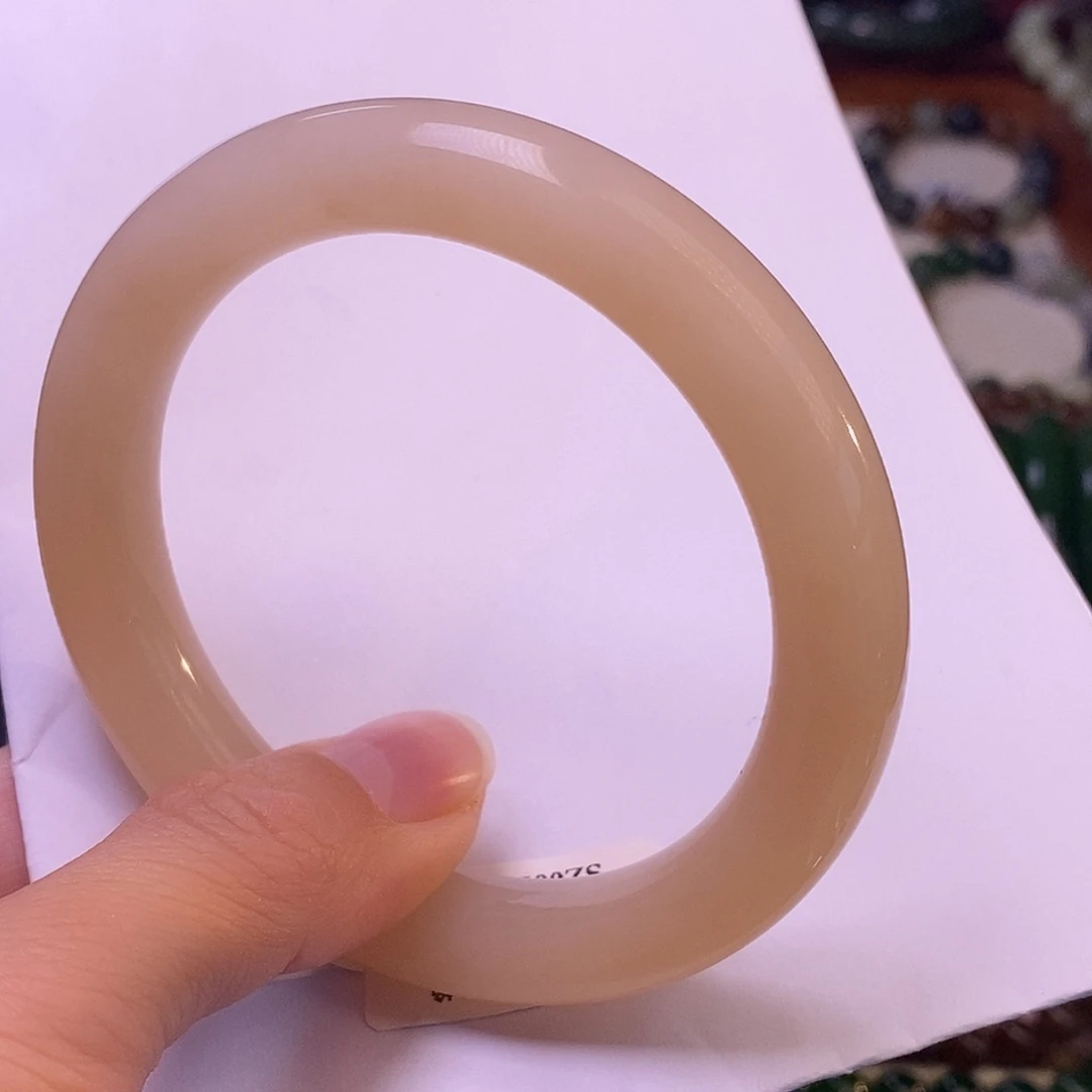 颈饰未镶嵌和田玉精品59.5藕粉红粉手镯