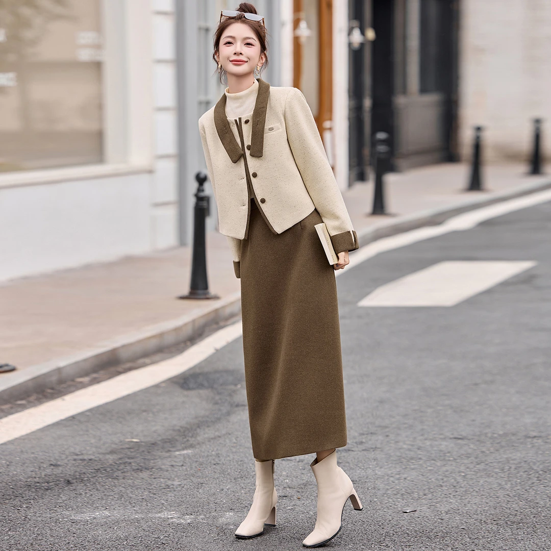 小香风时尚套装女2025秋冬季新款气质洋气名媛外套半身裙两件套YW