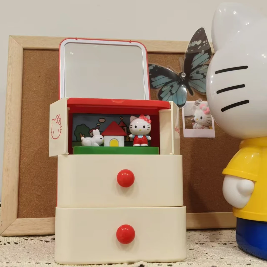 KT抽拉式收纳柜桌面摆件kt房子展示格KT三层收纳盒梳妆台