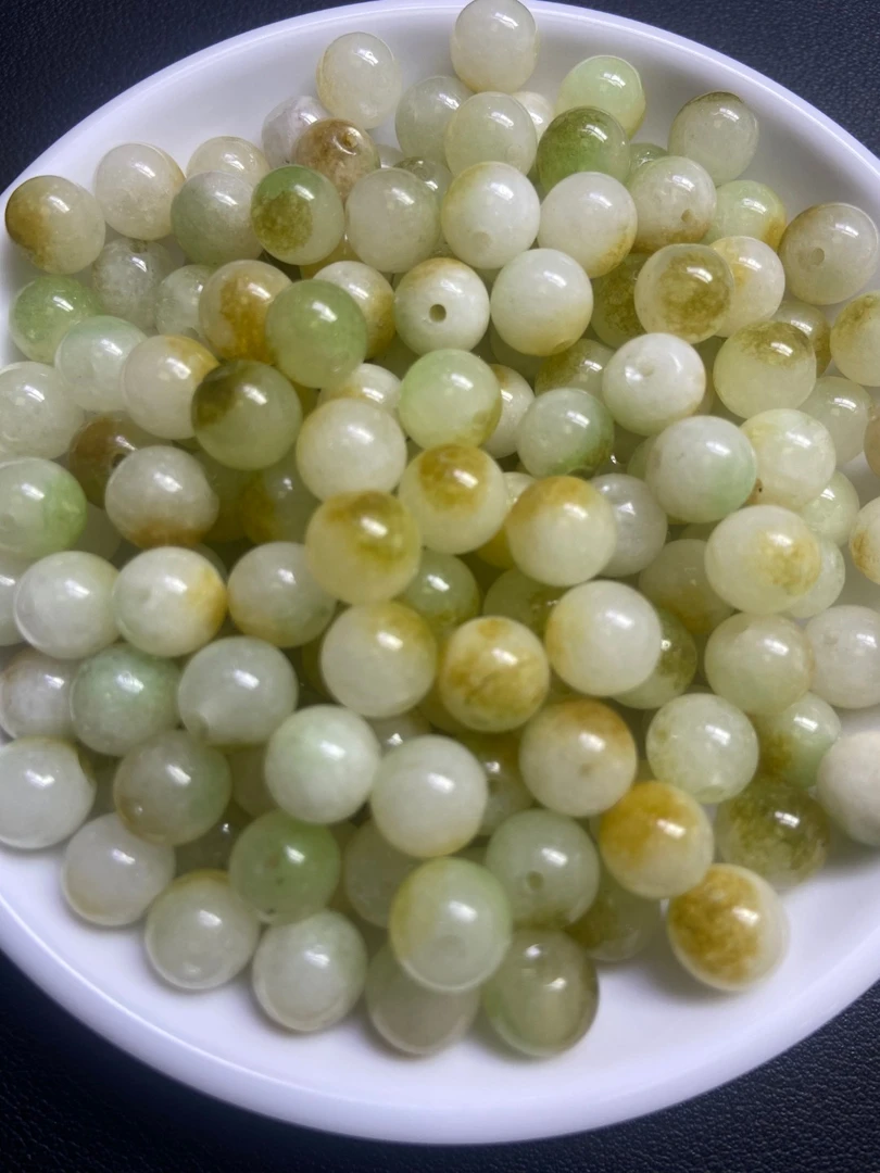 天然和田玉散珠  皮料874--卡12MM -- 10颗（赠弹力绳）