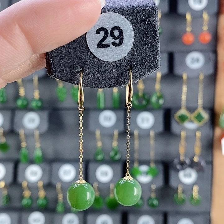 和田玉耳饰18K金镶嵌