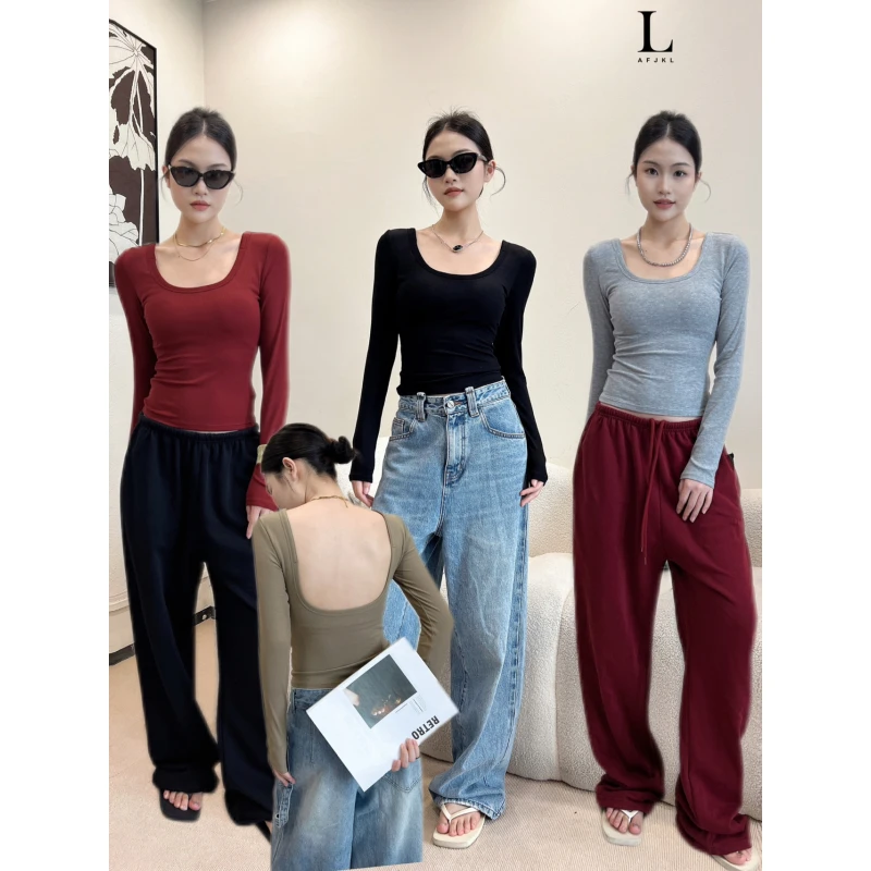 莱赛尔长袖瑜伽服女带胸垫训练健身服美背一体杯修身运动上衣