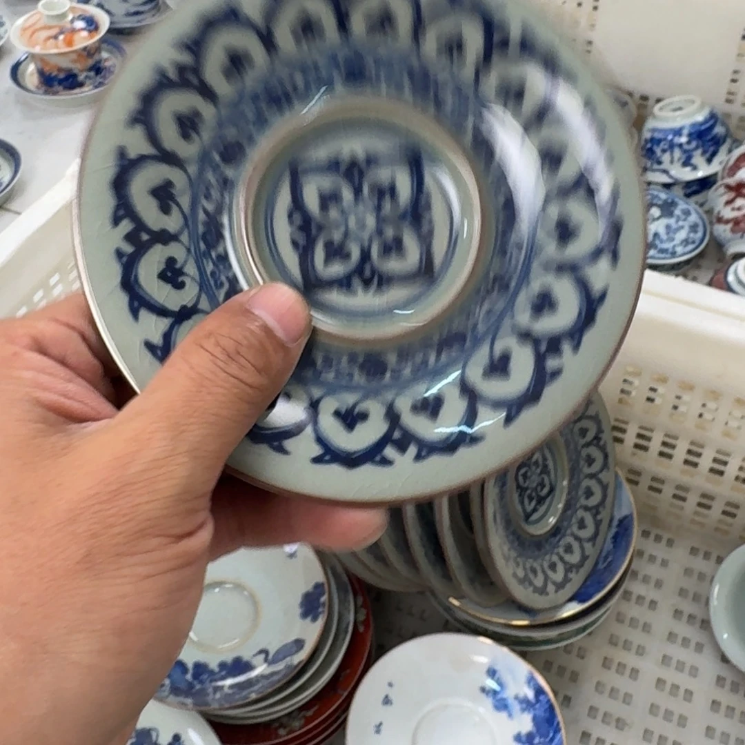 摆件老陶泥青花宝箱小壶承