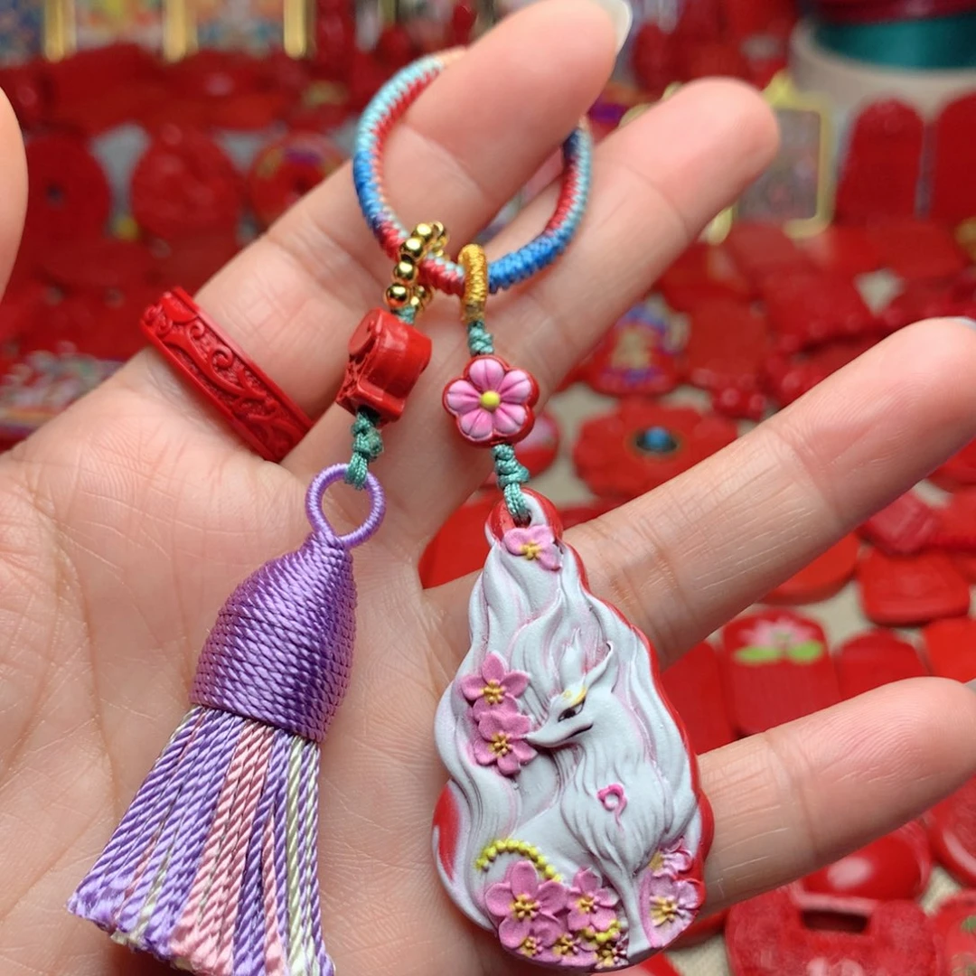 天然辰砂工艺品朱砂钥匙扣