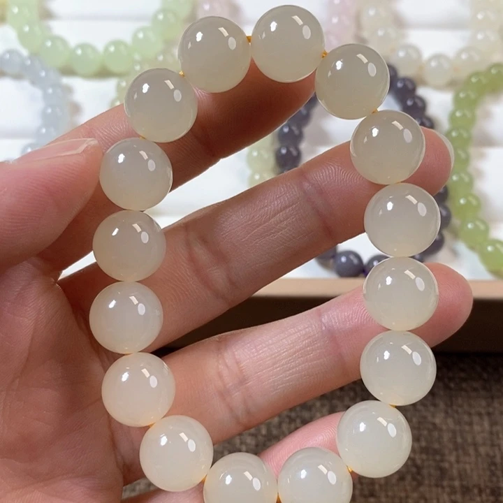 和田玉手串未镶嵌玫****使