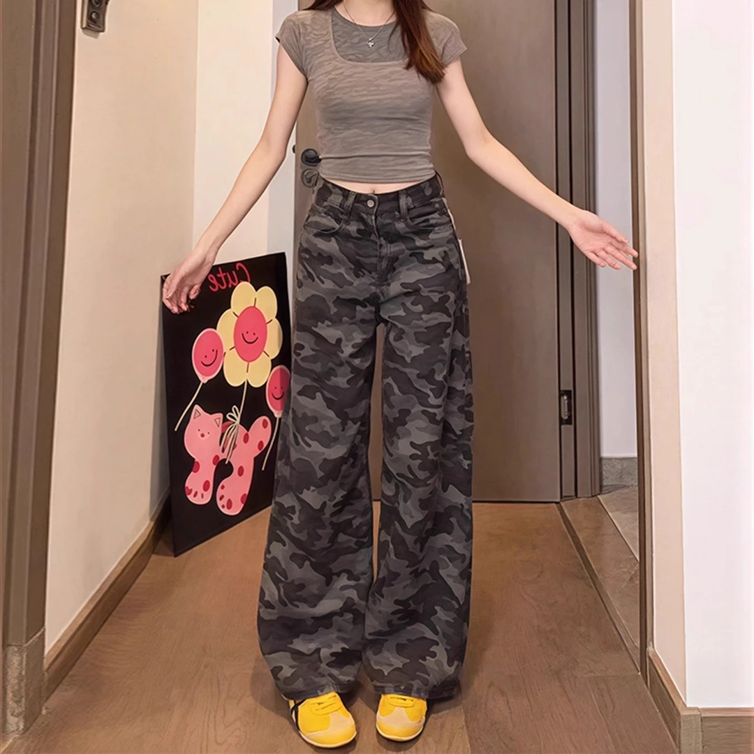 柚宏常规款牛仔裤女春季薄款夏季长裤宽松美式休闲高腰阔腿裤