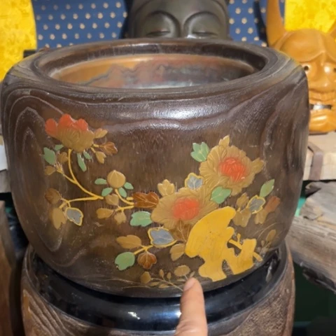 蜜安罐瓷香炉锡茶则
