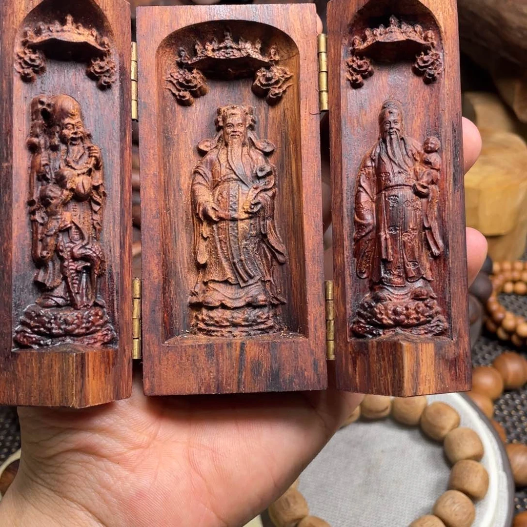 藤类降真香黄油雕刻福禄寿