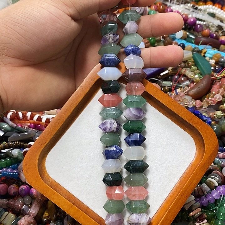 玛瑙/玉髓合金珠宝半成品多宝双尖半条