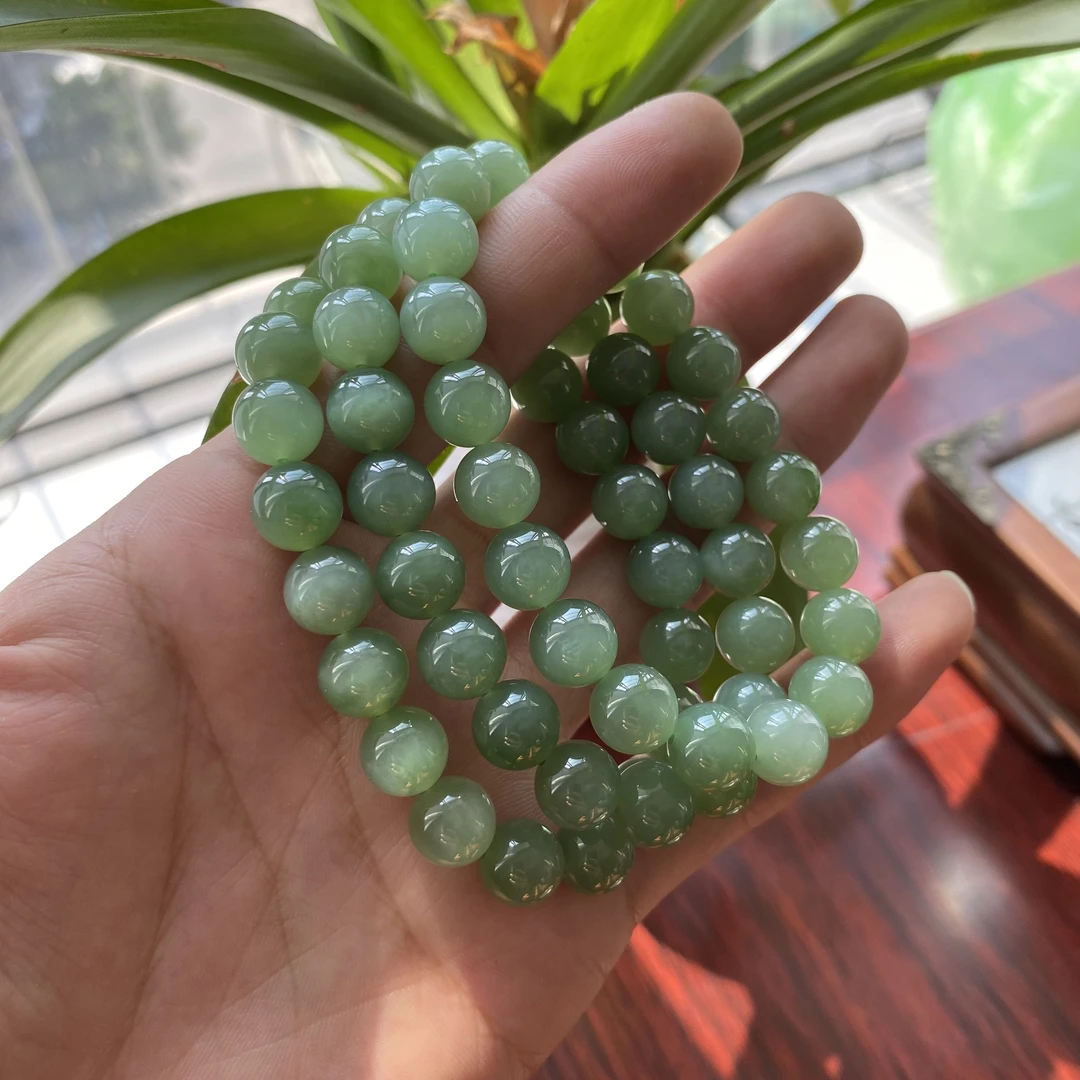 YY2405天然和田玉碧玉微猫手串卡9.5多样性发其一