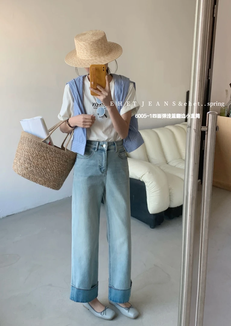 【6005】EHET 【四面弹】2025新款 三本针小直筒牛仔裤 时尚简约