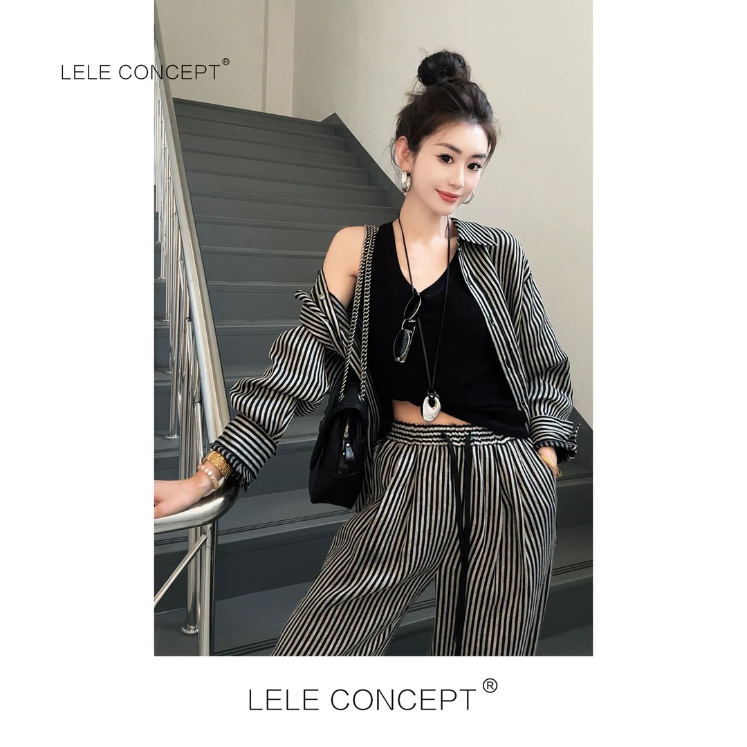 LELE CONCEPT丨「丽」时尚设计师感条纹衬衫S0767