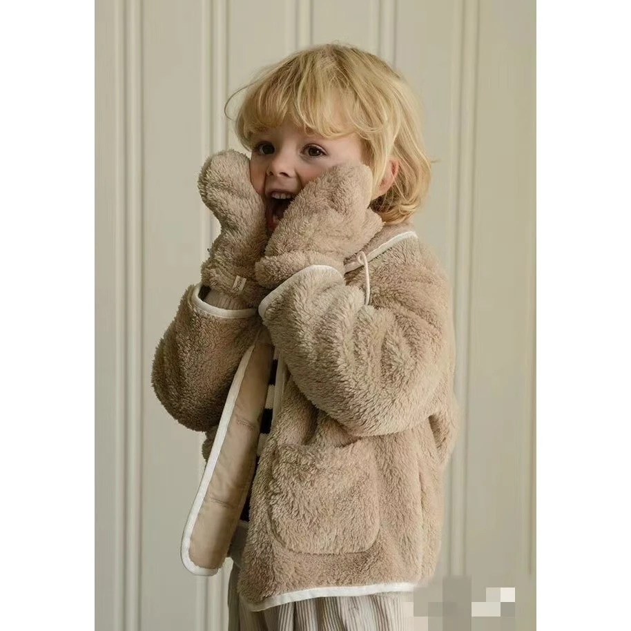 韩版24冬复古保暖毛绒简约百搭外套10035