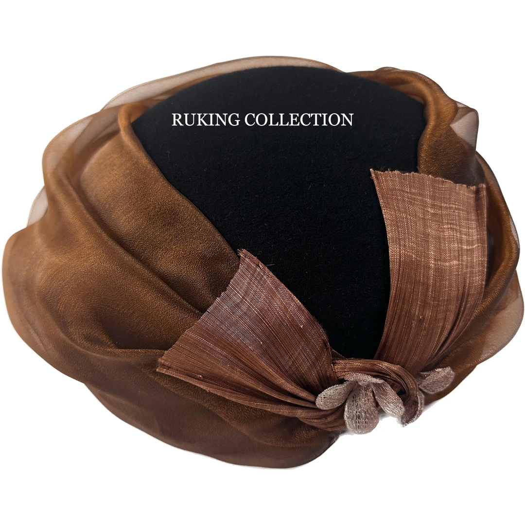 浣溪沙  古典气质贝雷帽女秋冬琉璃网纱花朵小礼帽 高定手作系列