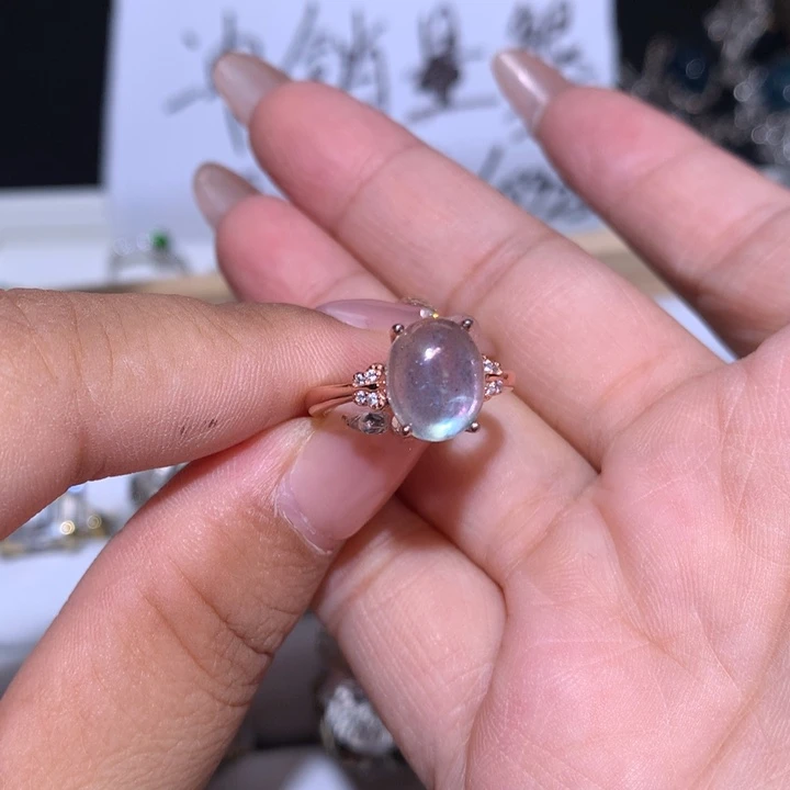 欧泊银S925镶嵌戒指莲*荷戒指