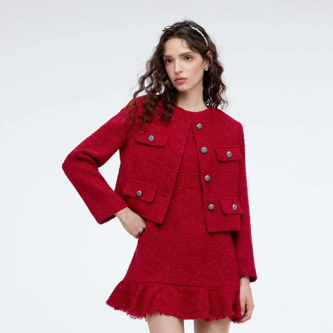 可可尼COCOON2024春冬新款千金高级小香风气质时尚连衣裙套装裙女