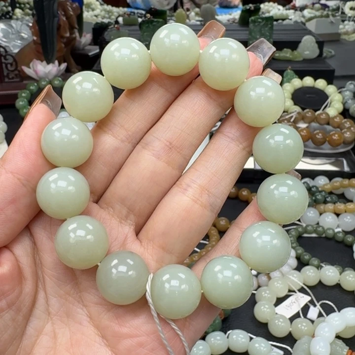 和田玉未镶嵌手链和田玉新疆且末高青白卡16