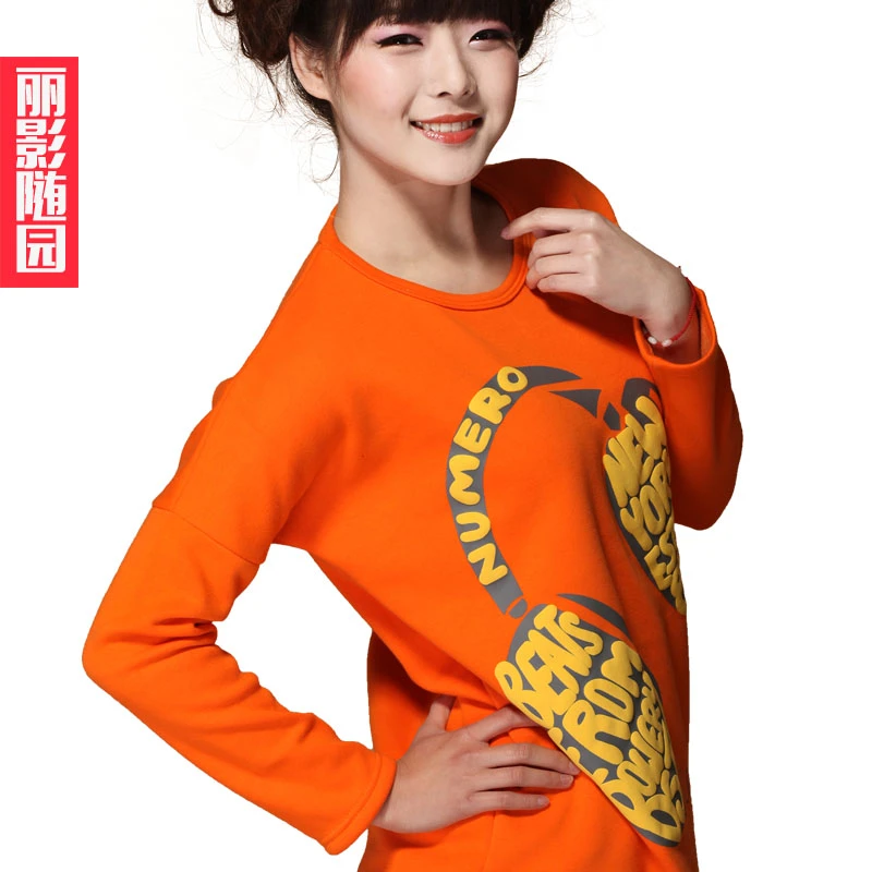 耳机款圆领套头卫衣女2024新款秋冬季韩版宽松加绒潮